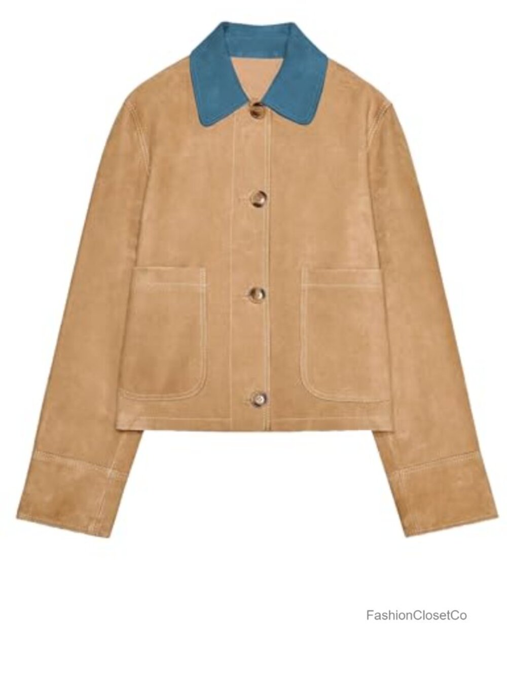 Faux Suede Button Down Shacket Long Sleeve Collared Casual Jacket with Pockets